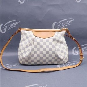 Authentic Louis Vuitton Siracusa PM White Damier Azur Canvas Bag